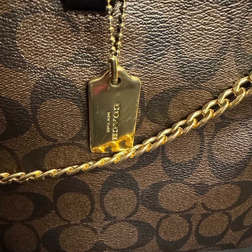 Coach Brown and Black Mia Satchel with Gold Accents - Picture 7 of 9